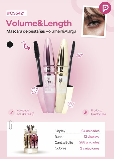 CS5421 PINK 21 MASCARA DE PESTAÑAS VOLUMEN Y ALARGA X1
