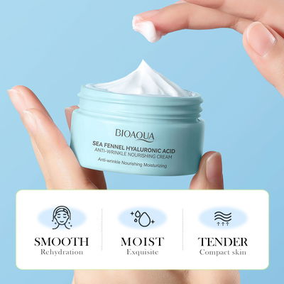 BIOAQUA CREMA FACIAL ANTIARRUGAS ACIDO HIALURONICO HINOJO DE MAR 60G 41883 X1