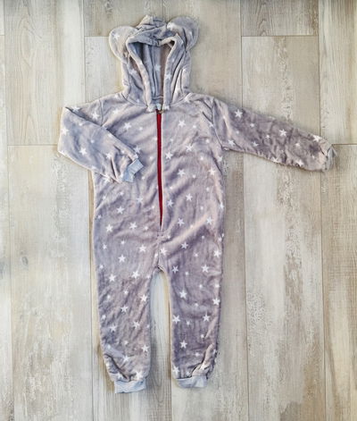 Enterito Mono Polar Soft Gris Estrellas Blancas