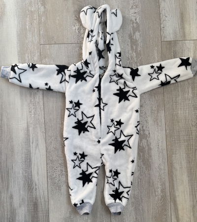 Enterito Mono Polar Soft Blanco con estrellas negras
