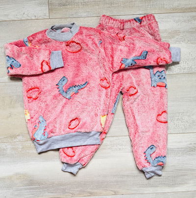 Conjunto Dos Piezas Polar Soft Dinosaurios Rojos