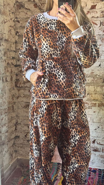 Conjunto 2 piezas Polar Soft Adulto Animal Print Marrón