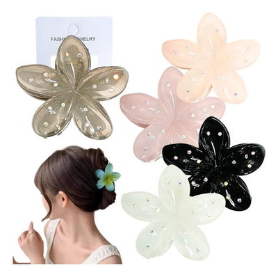 Pack x6 broches flor con brillos 