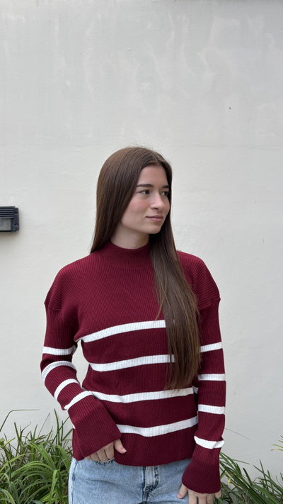 Sweater cande ~ bordo
