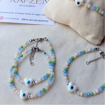 Pulsera Corazón blanco ojito