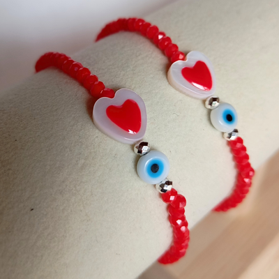 Pulsera elástica corazón Nácar