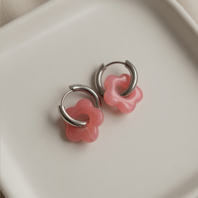 Aros Flor rosa