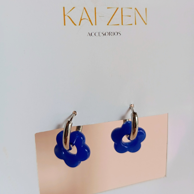 Aros Flor azul