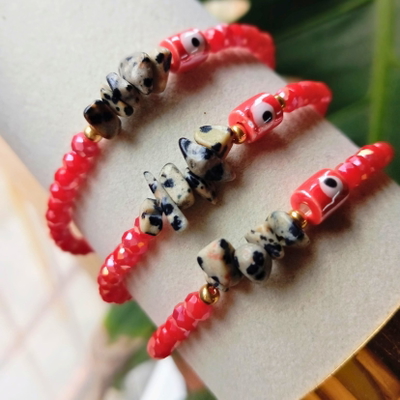 Pulseras elástica Jaspe Dálmata 