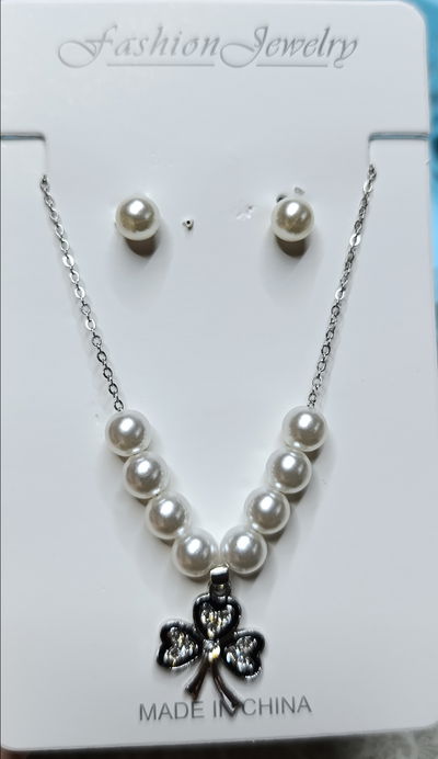 Conjunto perla cadena + aros