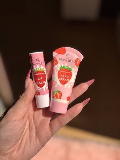 Set bálsamo labios + crema de manos Frutilla 