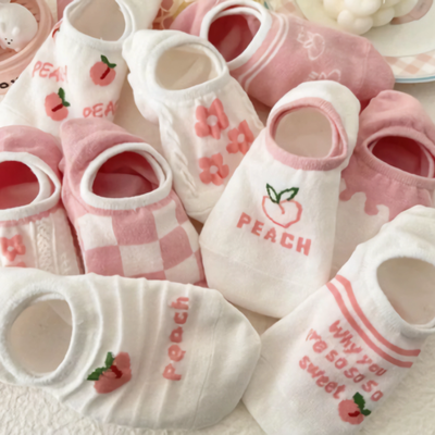 medias soquete cute peach