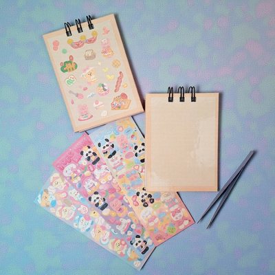 set papelería creativa - anotador + stickers + pinza 📒🎨