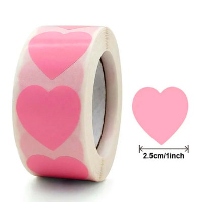rollo de stickers corazón - fucsia