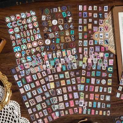 stickers alfanuméricos x6