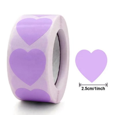 rollo de stickers corazón - lila