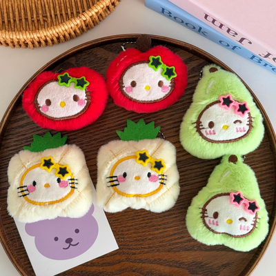 mini peluche llavero kitty fruits 🍎🍐🍍
