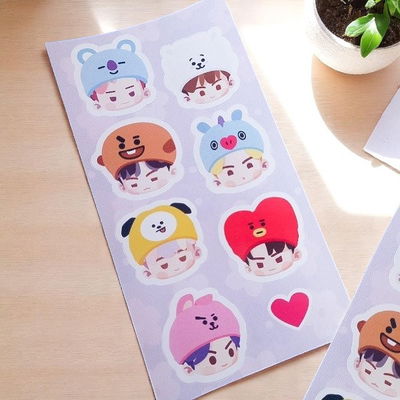 planchita de stickers BT21 seom