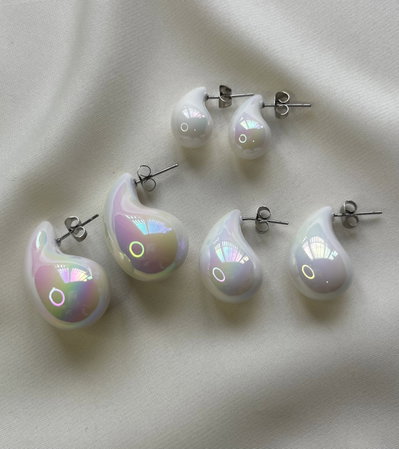 Aros Gota Blanca Tornasol (PAR)