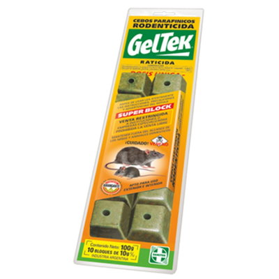 Raticida en Bloques - Cebo Rodenticida 10u x 10gr (100gr total) | GELTEK