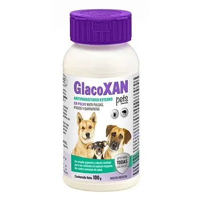 Polvo Pulgas y Garrapatas 100gr | Antiparasitario Externo - GlacoXAN Pets 
