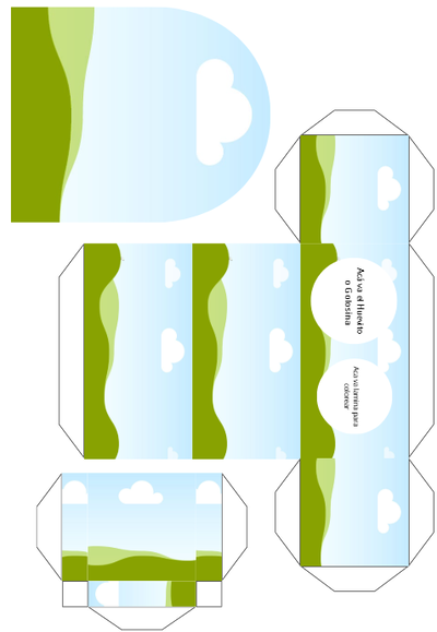 Plantilla Cajita Porta Huevito de Pascua + Rollito para Colorear