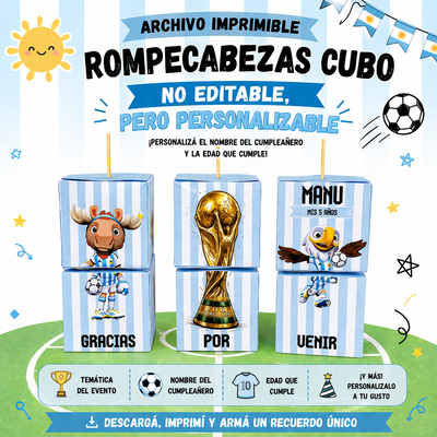Rompecabezas Cubo – Archivo Imprimible (Temática Argentina)