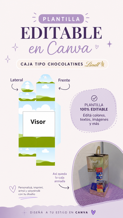 Caja Tipo Chocolatines Lindt – Plantilla Editable en Canva