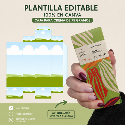 Caja para Crema de 75 g - Plantilla Editable