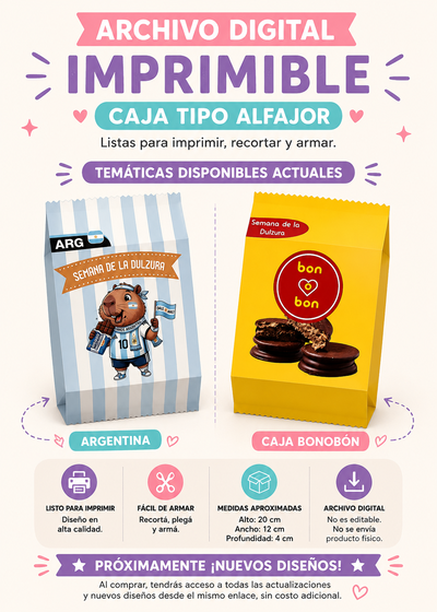 Caja Tipo Alfajor - Archivo Digital Imprimible