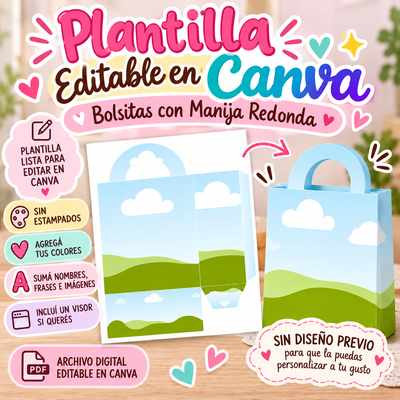  Pack Plantilla Editable en Canva – Bolsitas con Manija Redonda 