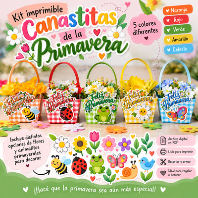 Kit Imprimible Canastitas de la Primavera 🌸  