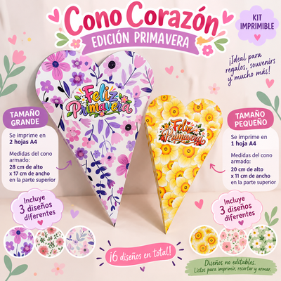 🌸💐 KIT IMPRIMIBLE CONO CORAZÓN – EDICIÓN FLORES 💐🌸