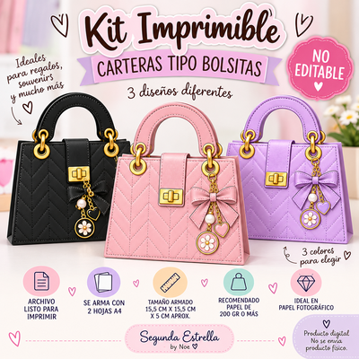  👜 Kit imprimible – Bolsitas tipo Cartera