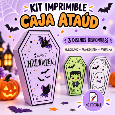 CAJITA TIPO ATAÚD HALLOWEEN - Kit Imprimible