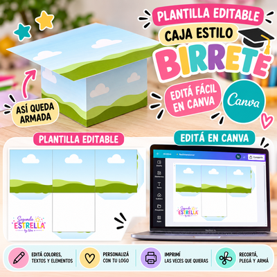 Plantilla Editable en Canva – Caja Estilo Birrete | Egresados 