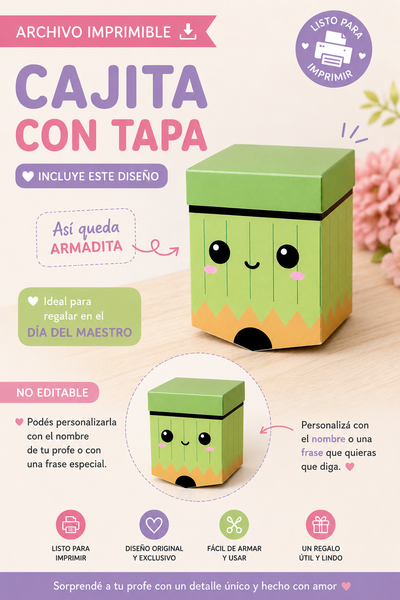 Caja con forma de lápiz – Archivo imprimible