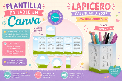 LAPICERO CALENDARIO 2027 - Plantilla editable 