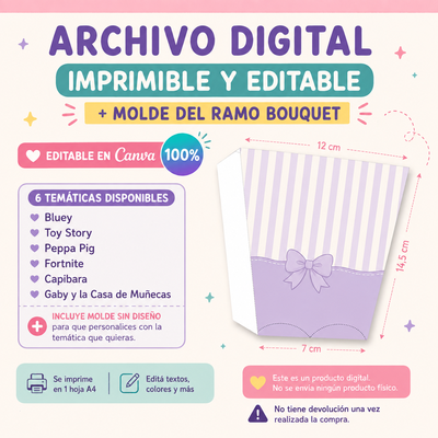 Ramo Bouquet Imprimible + Molde