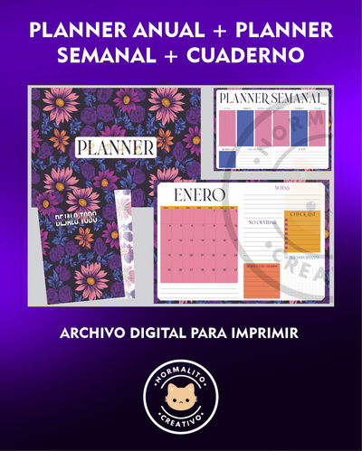 PACK PLANIFICADOR FLORES VIOLETAS