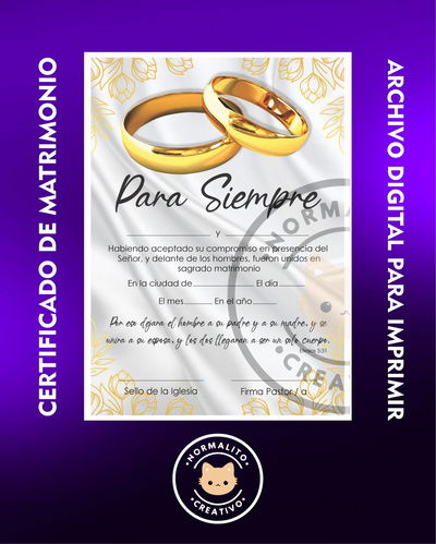 Certificado de Matrimonio Pack x3