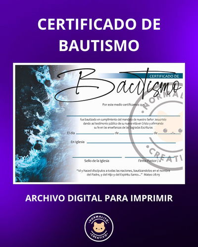 Certificado de Bautismo Pack x 3