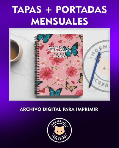 TAPAS + PORTADAS MENSUALES "ROSA Y MARIPOSAS"