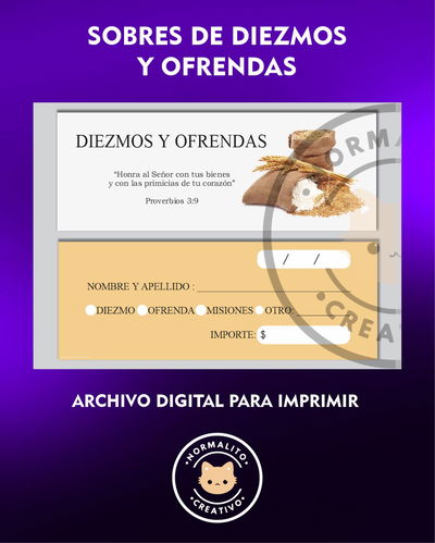 Sobres de Diezmos y Ofrendas Packx3