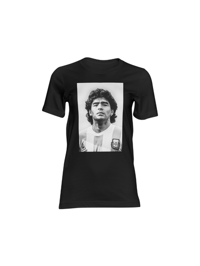 Maradona de frente - Estampa en blanco y negro