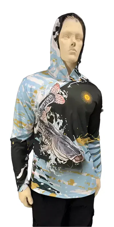 Remera Mto Dorado Surubi Secado Rápido Capucha Filtro Uv