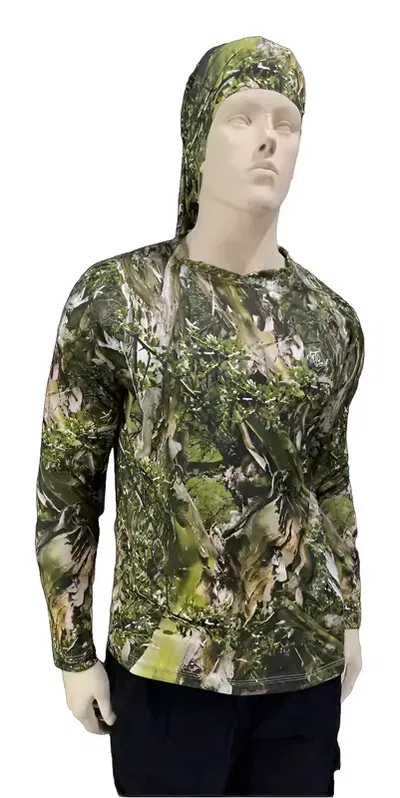 Remera Mto Camu Caña Secado Rápido Capucha Filtro Uv