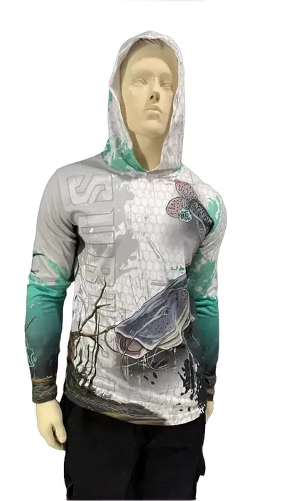 Remera Mto Surubi Turqueza Secado Rápido Capucha Filtro Uv