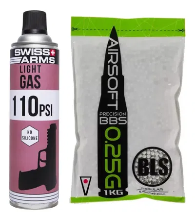 Kit Airsoft Pistolas Y Rifles Gas + Bbs 0.25g