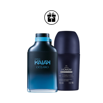 Mini perfume Kaiak Oceano 25 ml + Desodorante Roll-on Homen